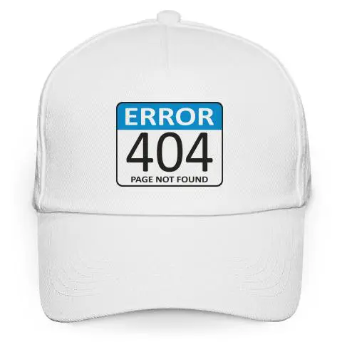 White baseball cap with ERROR 404 graphic
