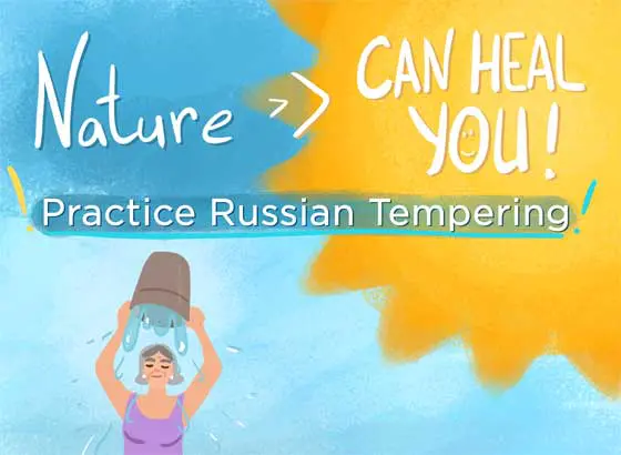 Person practicing Russian tempering with water