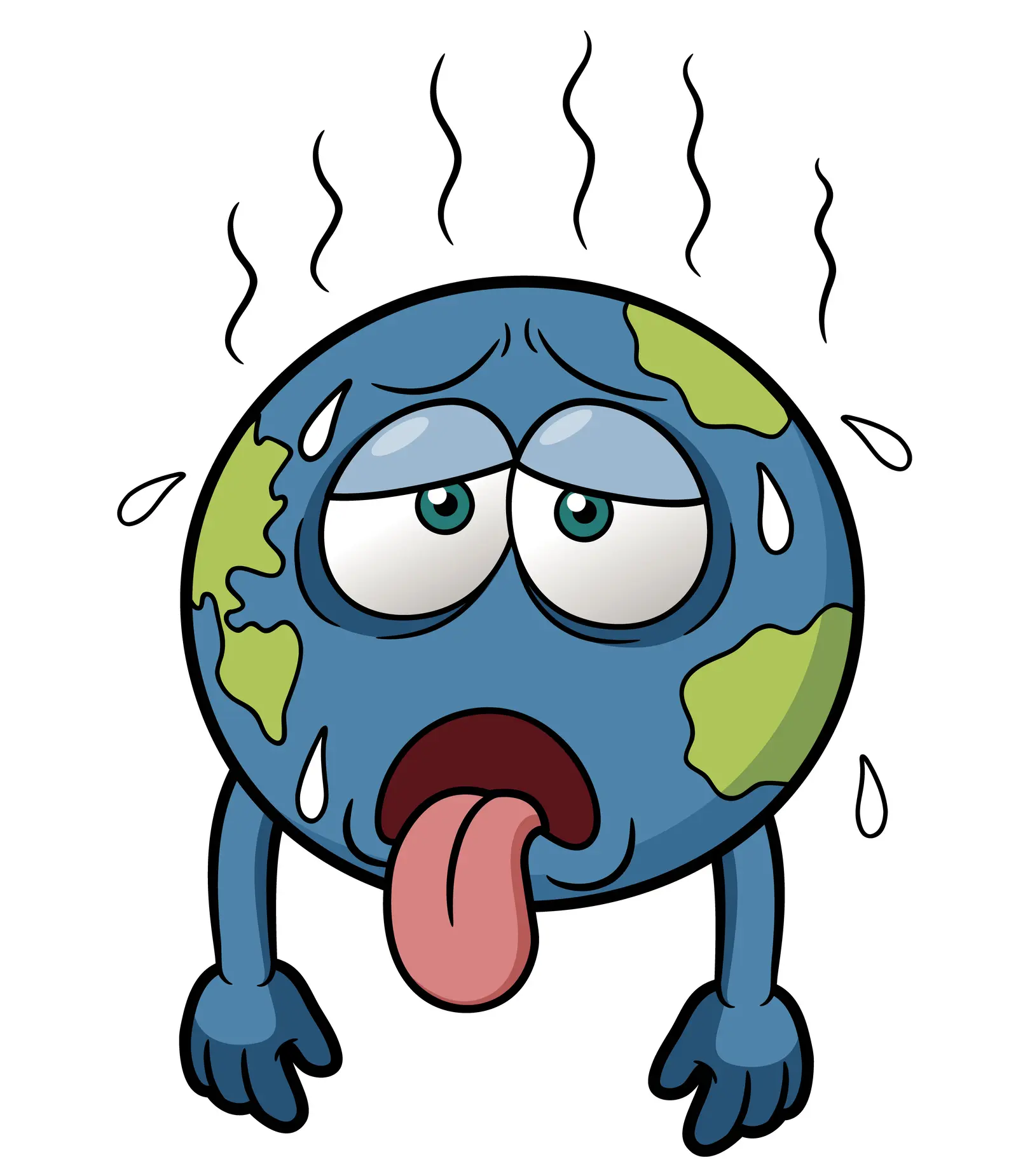 Cartoon Earth suffering from global warming