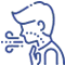 Person coughing with visible droplets