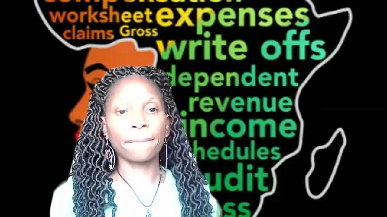 Person before Africa silhouette with finance words