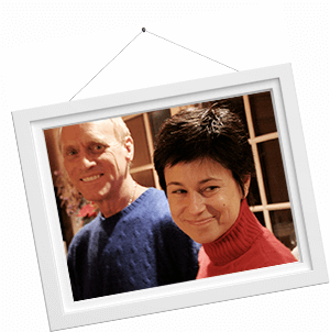 Framed photo of smiling older couple