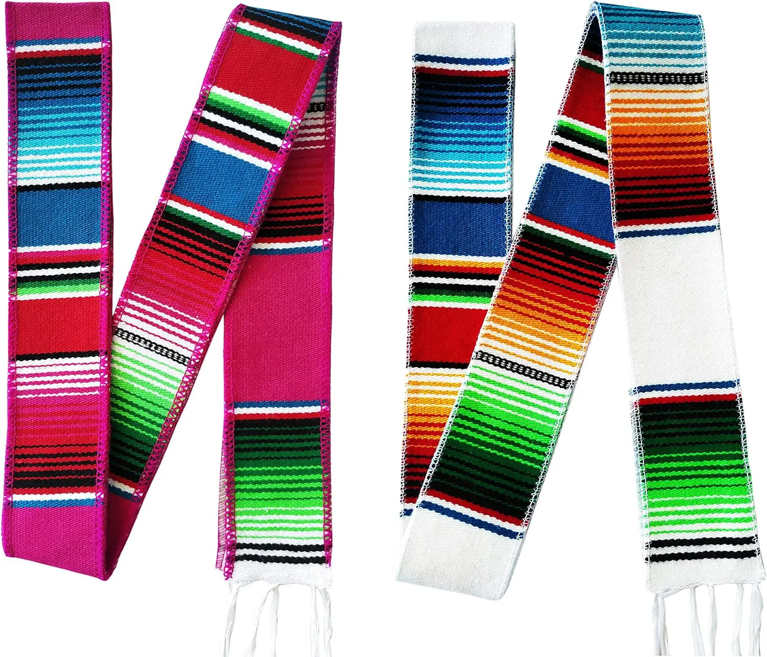 Colorful striped Mexican woven sashes