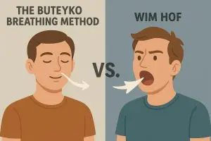 An illustration comparing the Buteyko Breathing Method and the Wim Hof Method.