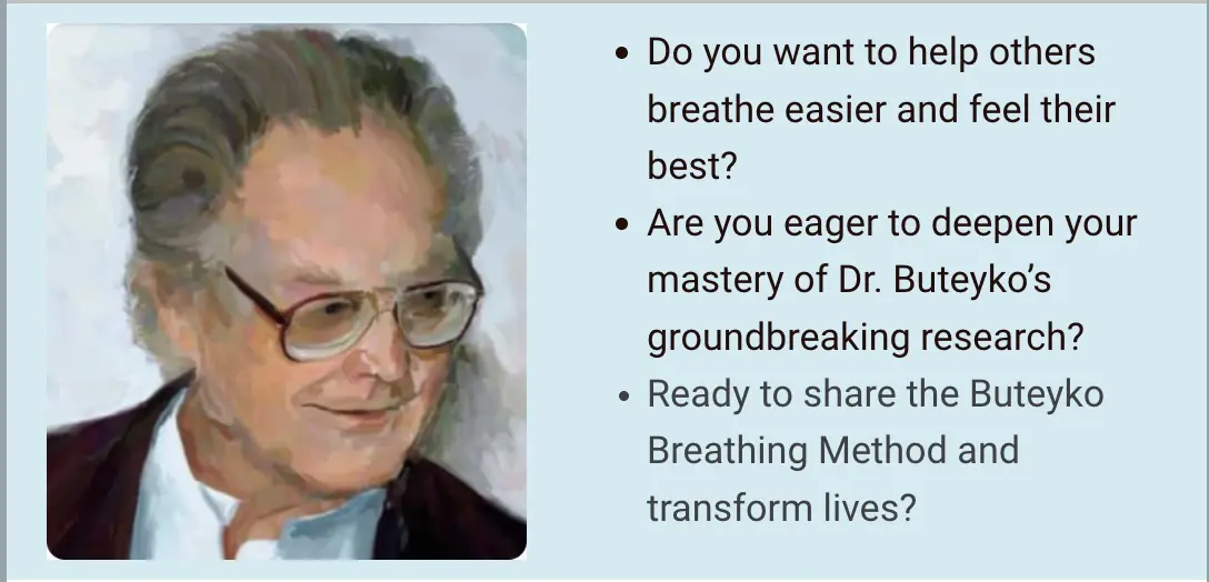 Portrait of older man beside breathing instructions