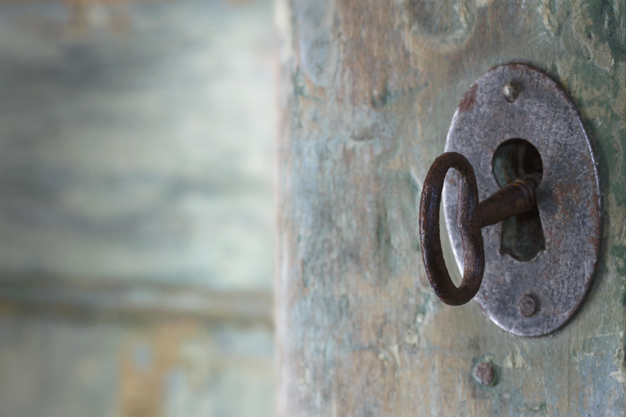Rusty key in old lock, symbolising unlocking better breathing through the Buteyko Method